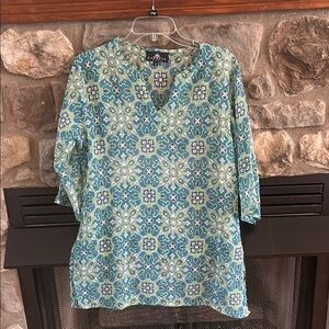 Cypress Home Green Patterned Women's Top